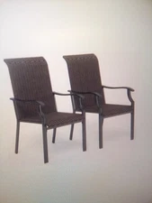 Pair Of Phi Villa PV-001-BN Wicker Chairs Brown Ratten