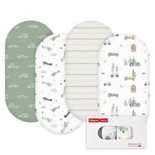 Bassinet Sheets 4 Pack, Breathable Cozy Fitted Mattress Sheet, Elastic Travel...