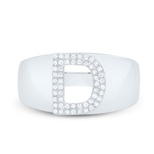 Sterlingsilber Echter Diamant Herren Blockbuchstabe D Initial Pinky Ring 1/6 Ct