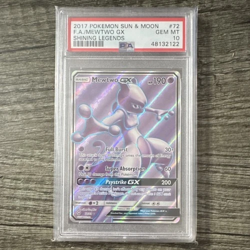 2017 Pokemon sun and moon Shining Legends Mewtwo GX 72 Full Art PSA 10