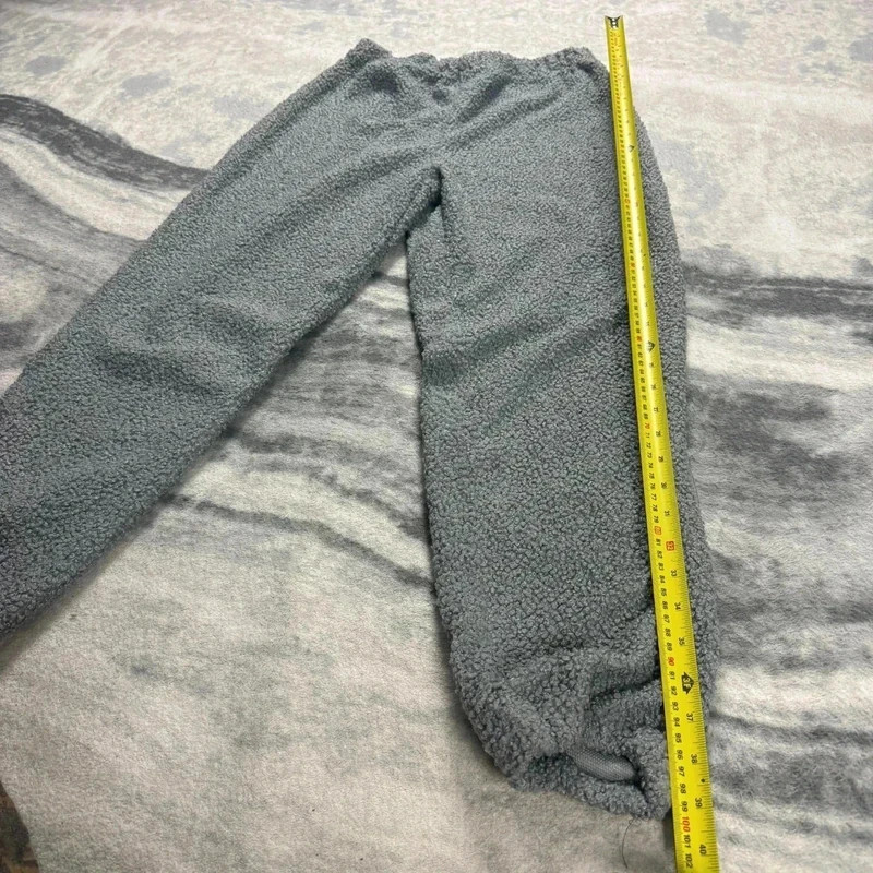 Vintage Best Double Pile Sherpa Teddy Fleece Grey Size Medium Joggers Sweatpants image 7