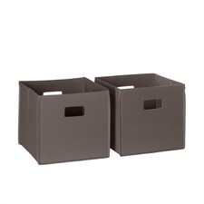 RiverRidge Folding Storage Bins - 2-pack of 10in Tall Brown Cubes