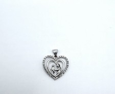 Sterling Silver Mother Child Heart Pendant 925