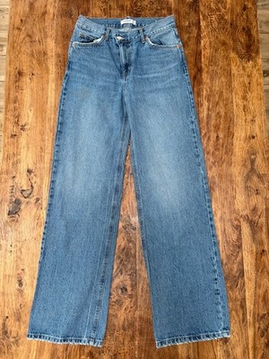 Pull & Bear Women's High-Waisted Wide Leg Blue Denim Jeans, Size EUR 36 / US 4
