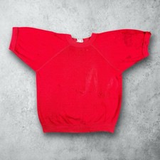 Vintage 60s Distressed Crewneck Sweatshirt Short Sleeve Red Size Medium