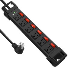 Heavy Duty Power Strip,6 Outlets Metal Power Strip with Individual Switch  C...