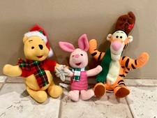 Set of 3 Vtg Disney Christmas Winnie the Pooh, Piglet  Tigger Plush 1999 Mattel