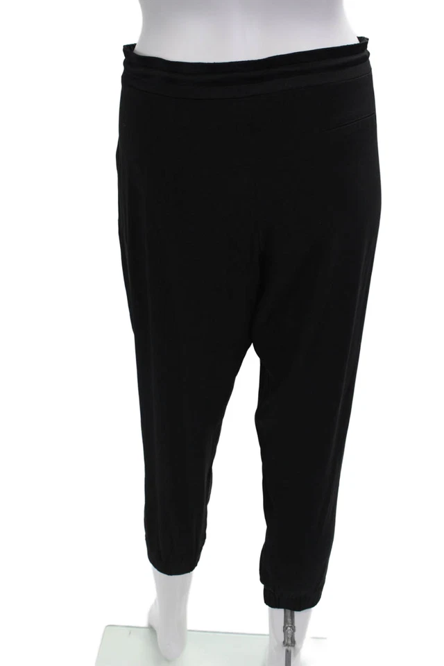 Женские шелковые брюки Ramy Brook на шнурке на талии прямые штанины с манжетами черные размер S - Изображение 3 из 4