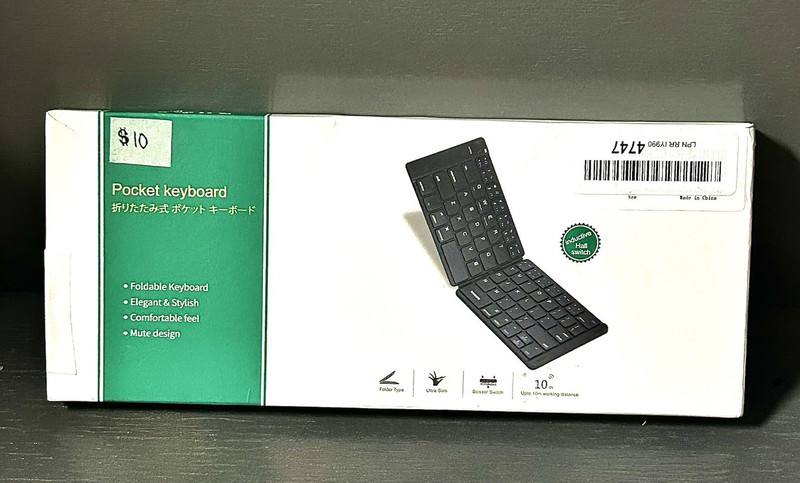 Ultra-Slim Foldable Pocket Keyboard - Black, Compact Folding Design