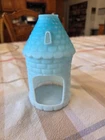 Vintage Blue Satin Glass fairy light lamp House Cottage Victorian RARE!!!