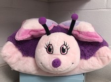 Pillow Pets Butterfly 2009 Plush Large 18" Soft Pink  Purple Pillow Folds Up