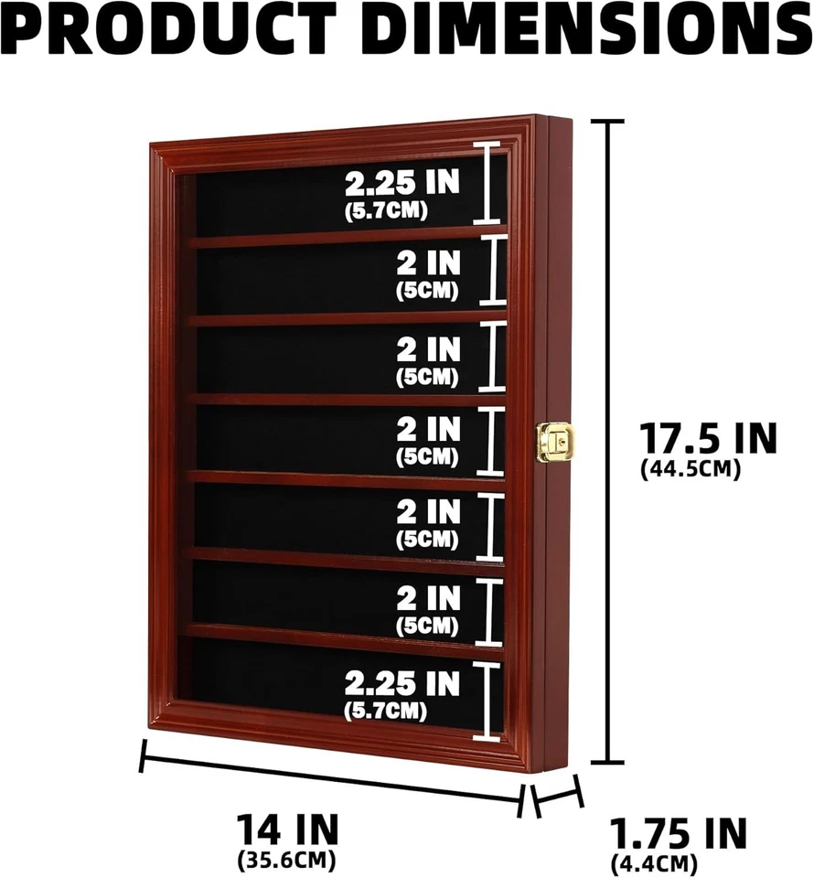 Vitrina Gabinete Madera Caoba Cuchillos de Bolsillo Soporte Pared Caja Sombra 17.5"X14" Foto 2 de 4