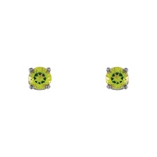 Kids 3mm Peridot Youth Threaded Post Earrings in 14k White Gold