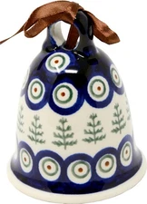 Polish Pottery Christmas Bell – Holiday Ornament by Zaklady Boleslawiec Poland