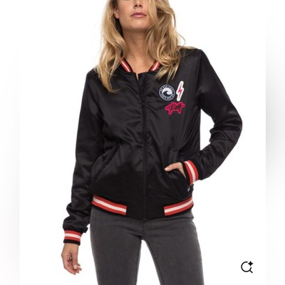 Roxy Varsity Retro Style Full Zip Up Jacket Size Medium