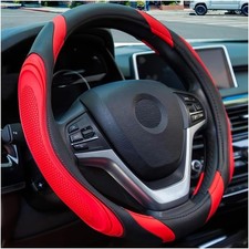15 Inch Leather Steering Wheel Cover, Automotive Accessories Elastic Red