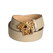 VERSACE- NWT Beige Medusa Head Leather Belt, Waist 34