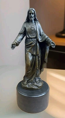 Bronzefigur Jesus Christus Bronze Herz Jesu Skulptur Figur Statue Kunst Religion - Bild 1 von 4