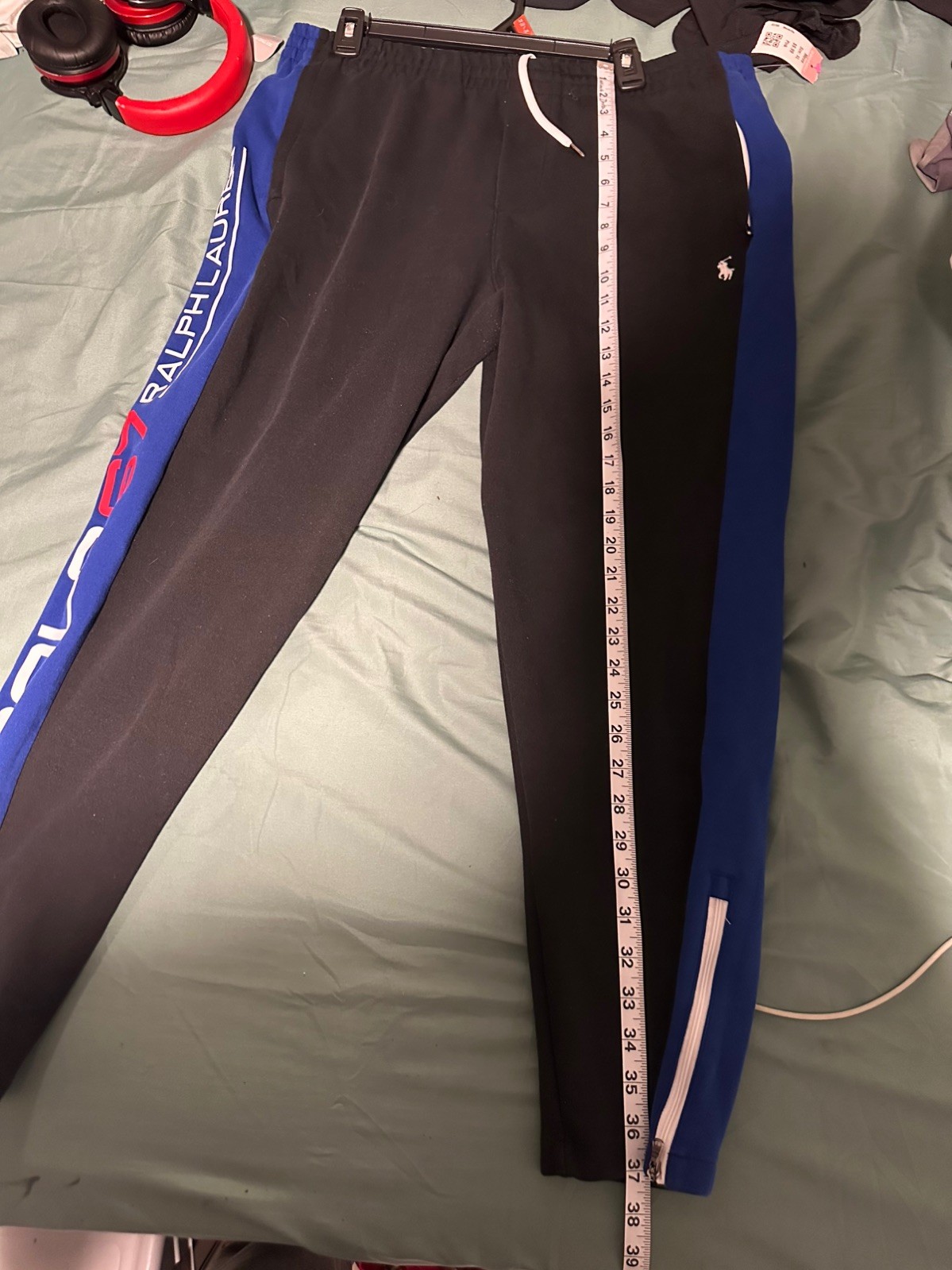 Polo Ralph Lauren 67 Alpine RRL Black Blue Racing Jogger Sweatpants Mens XL thumbnail 5