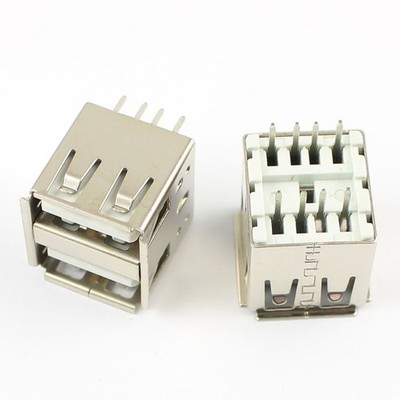 5Pcs Dual USB 2.0 Type A Female 8 Pin PCB Socket Connector For   *rr
