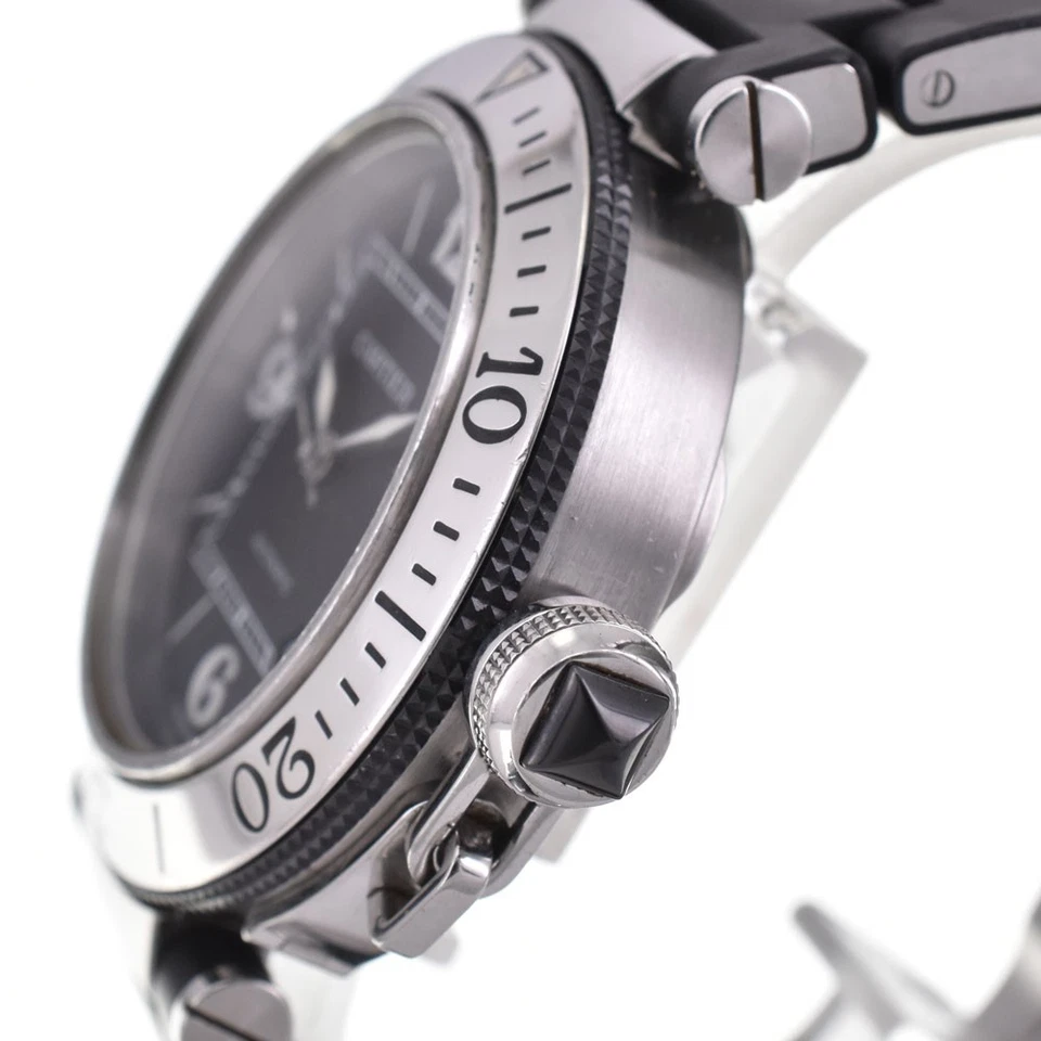 Reloj automático para hombre CARTIER Pasha Sea Timer fecha W31077U2 SS/goma A#143976 Foto 3 de 4