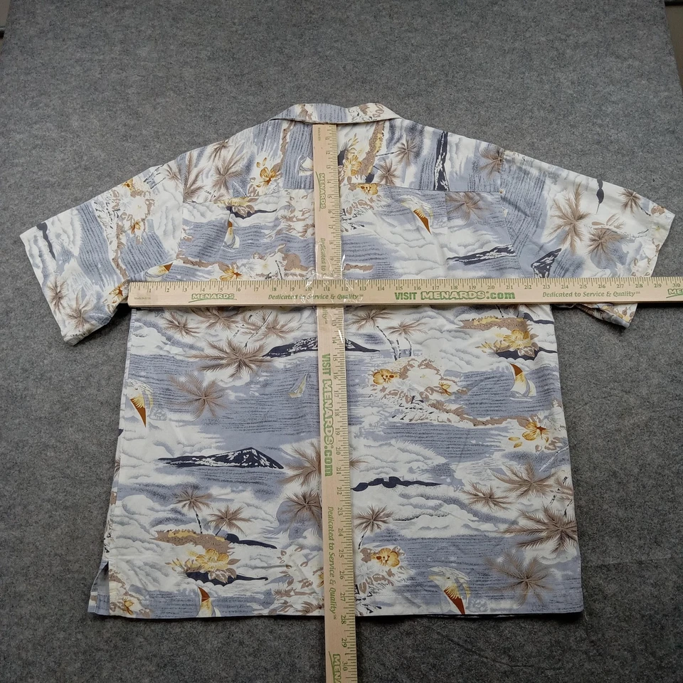 Camisa Hawaiana Milano Bay Para Hombre Grande Azul Gris Aloha Camp Manga Corta Abotonada Foto 4 de 4