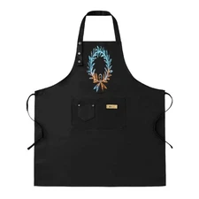 2 Pack Adjustable Bib Apron Laurel Wreath Design - Black Kitchen Chef Apron 