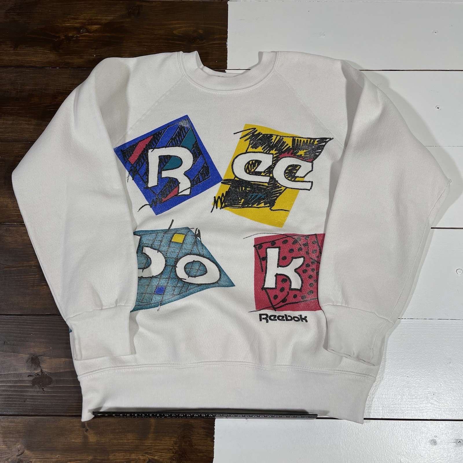 Vintage 80s Reebok Pop Art Sweatshirt Mens Size Small