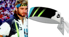 1 NIKE CHALLENGE COURT ANDRE AGASSI BANDANA HEADBAND BLACK TURQUOISE US OPEN NEW