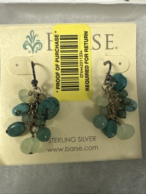 Barse Sterling Silver Turquoise Dangle Earrings Hanging Dangling NEW