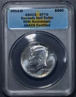 2014-P 50C KENNEDY SILVER HALF PROOF 50th Anniv Set KM# A202c.3 ANACS SP70 A6810
