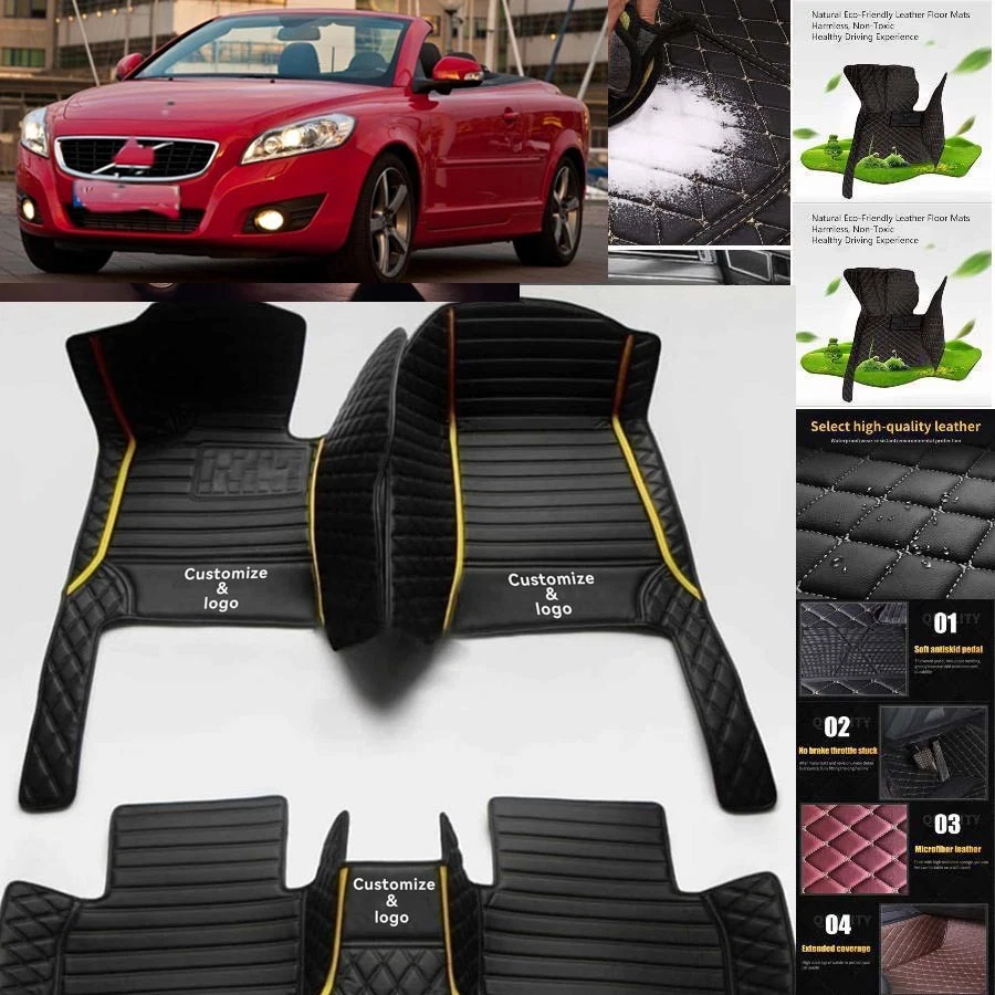 For Volvo C70 Car Floor Mats Waterproof Auto Custom Liner Carpets PU Leather - Image 4 of 4
