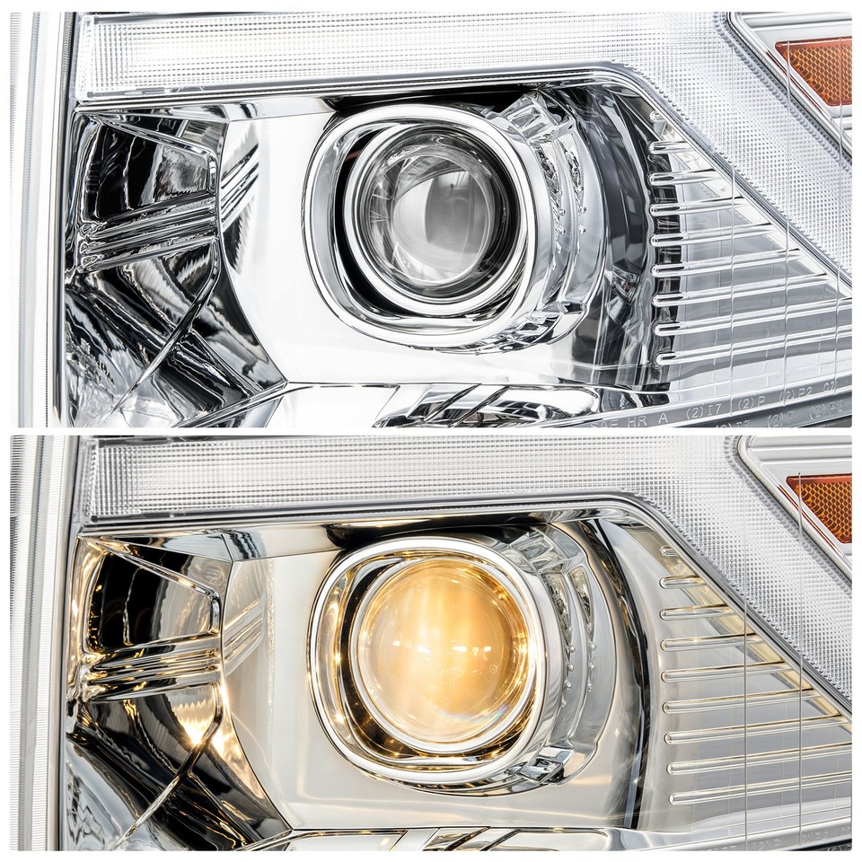 CHROME LED BAR TUBE HEADLIGHTS LAMP FIT FOR 07-14 CHEVY SILVERADO