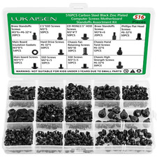 516PCS Computer Screws Assortment Kit, 6-32 Male to M3 Female Carbon Steel Black