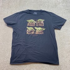 Star Wars Shirt Mens XL The Mandalorian Grogu Baby Yoda Black Graphic Tee