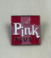 Perfectly Posh PINK PLUS 1 Enamel 0.75" Square Award Promoter PINBACK Lapel Pin