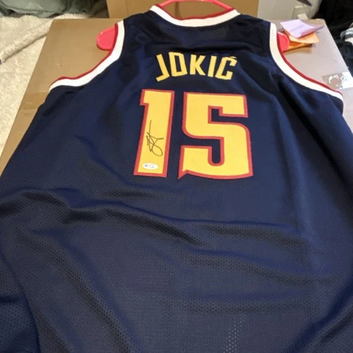 Nikola Jokic Denver Nuggets #15 Autographed Blue NBA Jersey XL 5 Star Cert