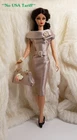 Outfit Dress Bag Fits Barbie Silkstone Vintage FR Doll Handmade Gray Silver Silk