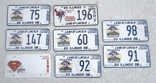 8 ILLINOIS SUPERMAN SAMPLE LICENSE PLATES 2008 TO 2015 NR B