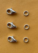 3 sets sterling silver teardrop lobster clasp w/ jump ring, 11 mm