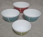 Pyrex Vintage Charm Set of 4 Stripes Mixing Bowls 3C, 6C, 6C, 10C PREOWNED