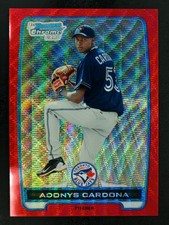 2012 Bowman #BCP7 Adonys Cardona /25 Red Wave Refractor Chrome Prospects
