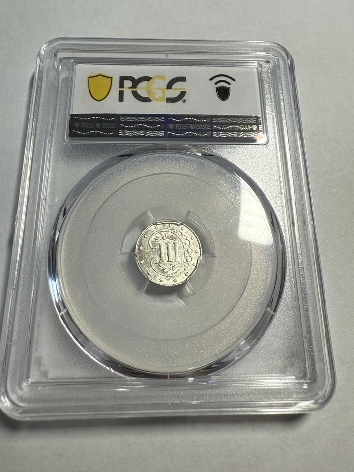 1862/1 Three Cent Silver PCGS AU53 – Scarce Overdate Variety – Sharp AU - Image 2 of 4