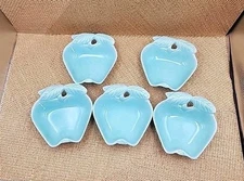 Aqua Turquoise Apple Bowls Hoenig Of California USA 734 Pottery 5 Vintage Dishes