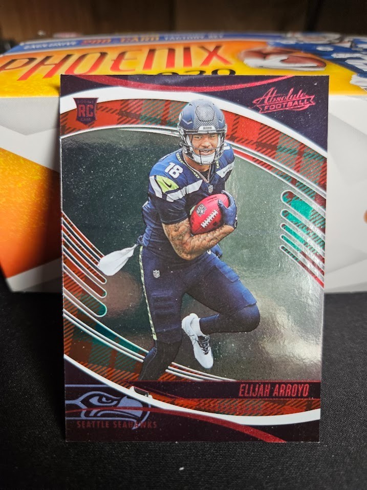 2025 Panini Absolute Elijah Arroyo RC #123 Red & Green Holiday Foil Seahawks