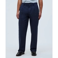 Madewell Cotton Hemp Blend Pleated Relaxed Straight Trouser US Men's 35X32