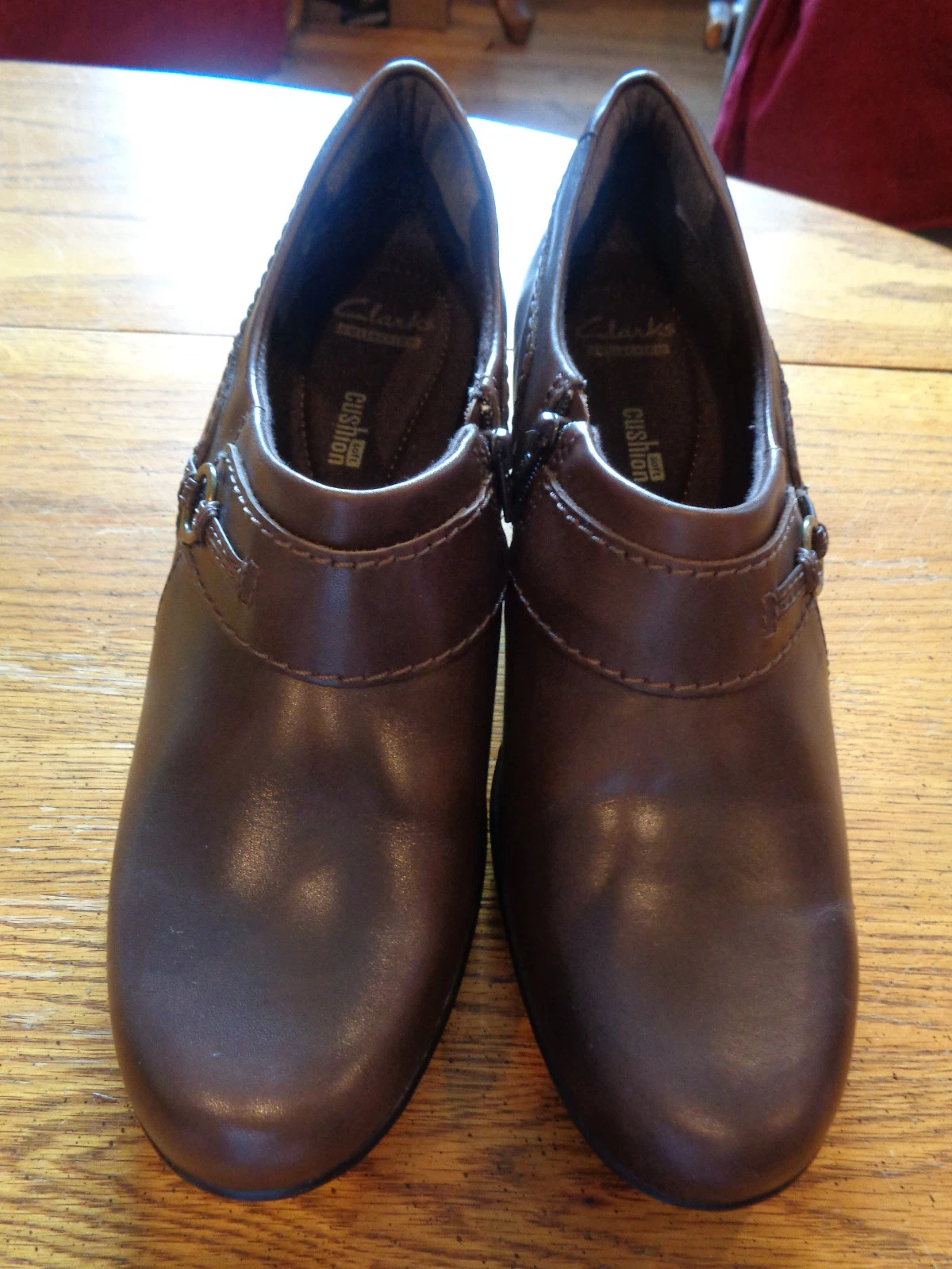 SCARPE SLIP ON DONNA CLARKS COLLECTION PELLE MARRONE MISURA 7 1 2 D TAGLIA CERNIERA