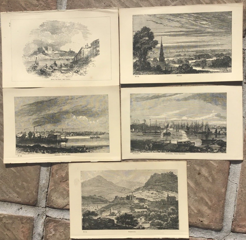 c. 1880 Antique Engravings (15) - Liverpool, Buda, Halifax N.S., Pontypool, Pisa - 第 1/2 張圖片