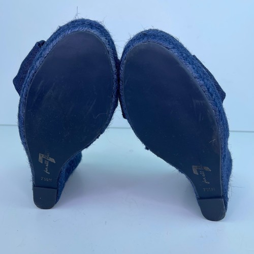 7 For All Mankind Blue Denim Espadrille Wedges Sandals Open Toe Sz Womens 7.5 M - Picture 6 of 9