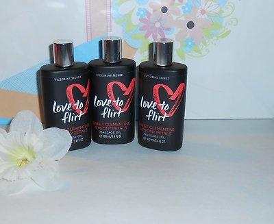 Victoria's Secret Love To Flirt Sweet Clementine & Peony Petals Massage Oil X 3 